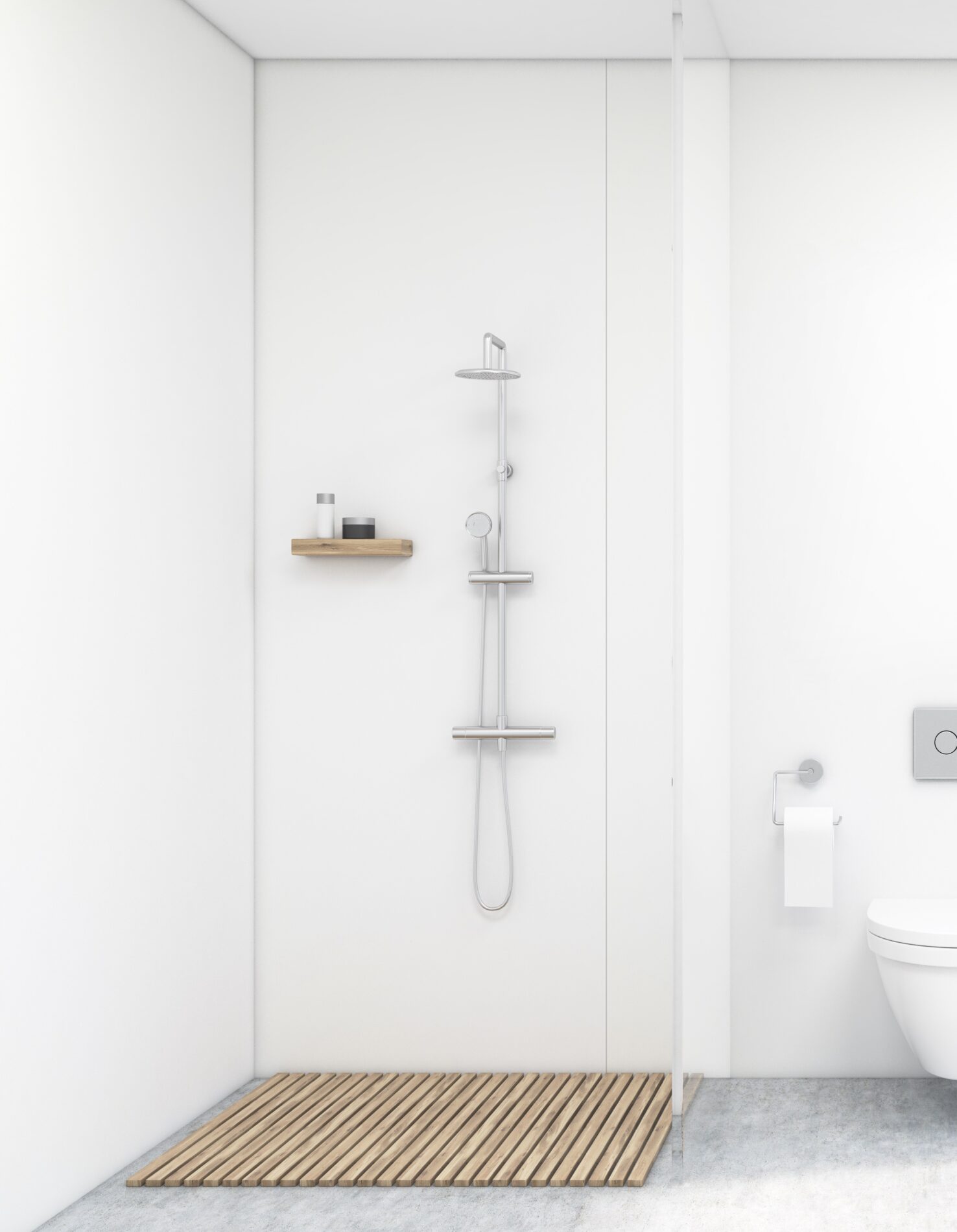 Duschrückwand in Weiss - Kreative Badezimmer Ideen für moderne Wandgestaltung mit dekorativen Wandpaneelen und Fliesenüberklebung